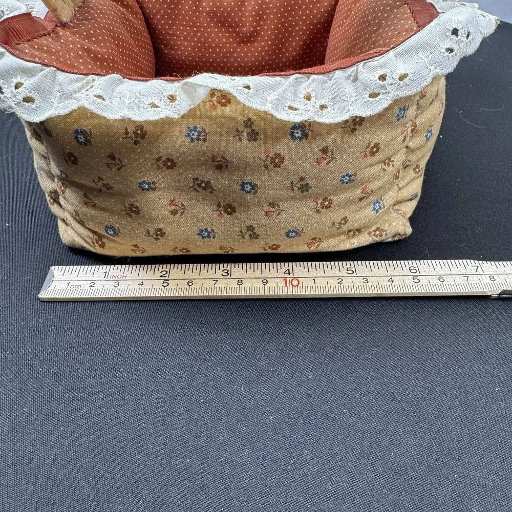 Vintage Browns Floral‎ Polka Dot Padded Basket